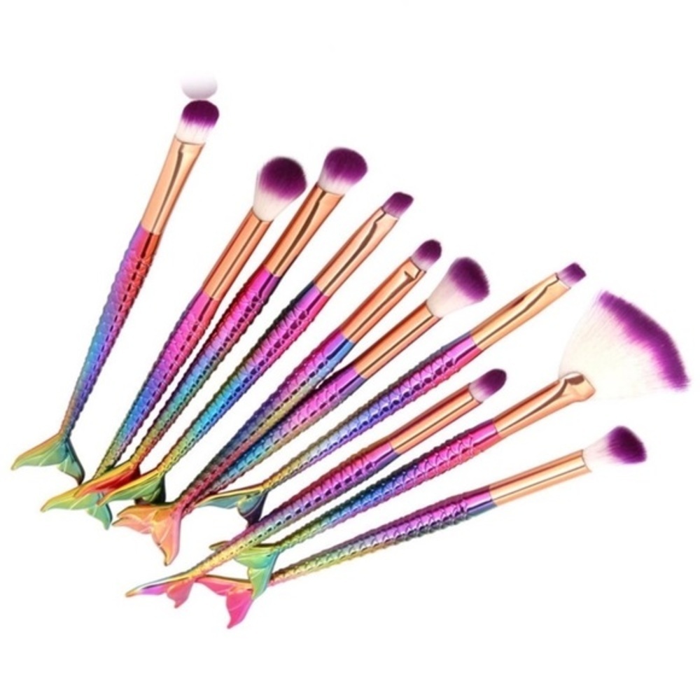 10 Pc Multi Colored Mermaid Brush Set